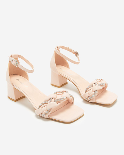 OUTLET Beige and pink women's sandals on the Marienka post - Footwear