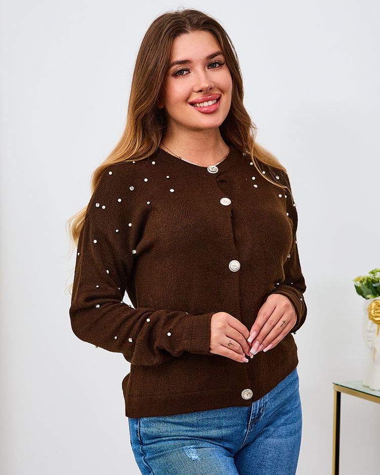 Royalfashion Красный женский свитер с отстегивающимися пуговицами