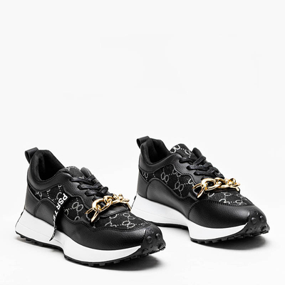 Black women's sneakers with print Philly- Footwear