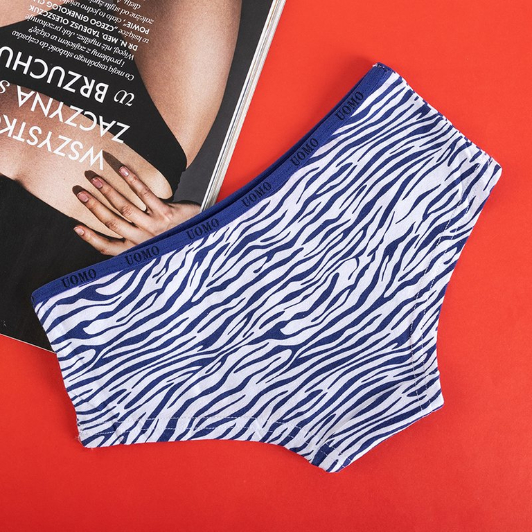 Women's navy blue patterned cotton panties with a doggy print - Clothing