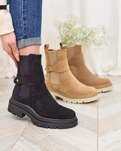 Royalfashion Black women's boots with decorative strap Doasa