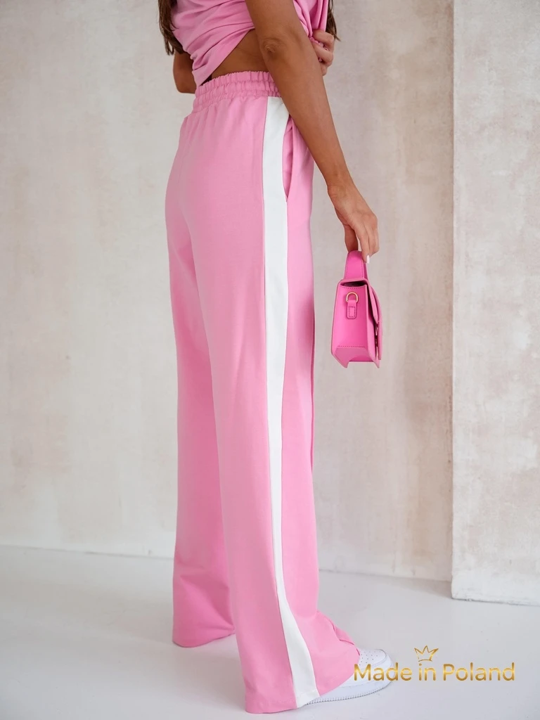 Aurora Rosa – Pink cotton tracksuit set with wide trousers