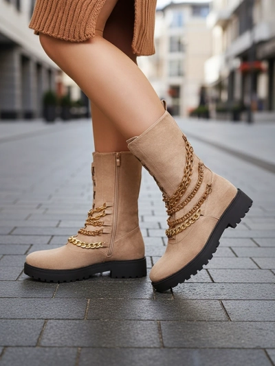 Royalfashion Sieviešu bagger zābaki gaiši brūnā krāsā Goserre