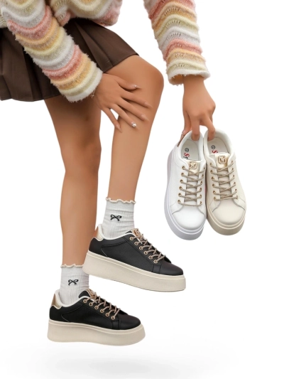 Royalfashion Women's sporty sneakers with decorative laces Eone