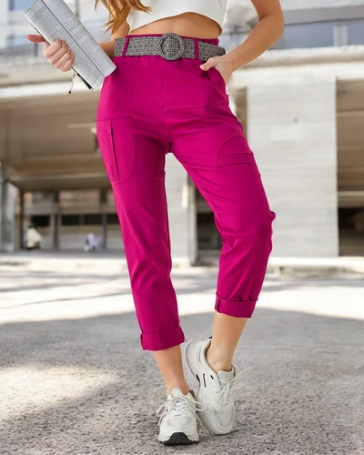 Royalfashion Women's viscose trousers with a belt