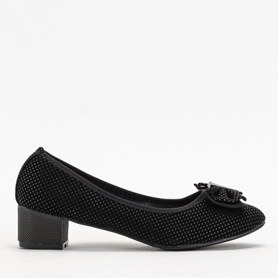 Black women's pumps with polka dots with a bow Verima - Shoes