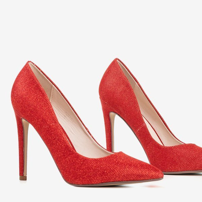 Ladies' red heels with glitter Nissa - Footwear