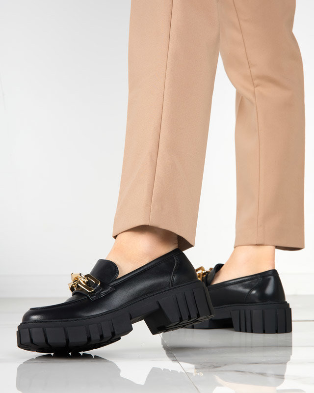 OUTLET Black women's shoes with a golden Plirose accessory - Footwear