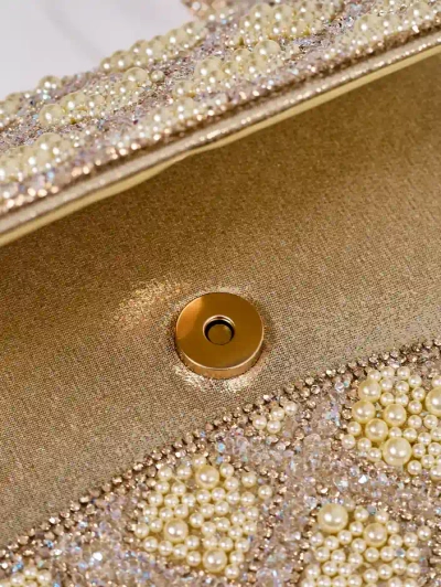 Royalfashion Mazs sieviešu soma ar rhinestone un pērļu rotājumiem