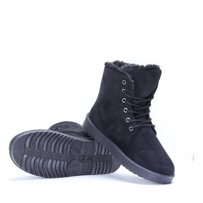 Czarne, ocieplane botki na platformie Gretta - Obuwie