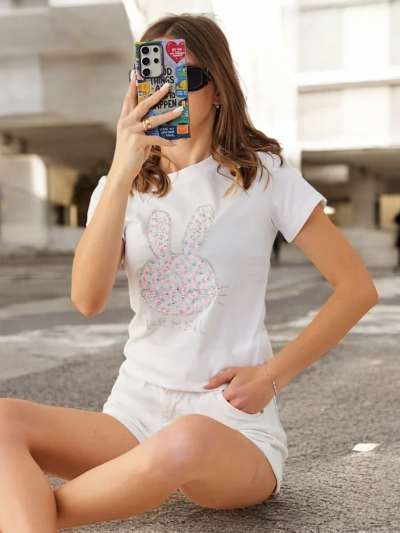 Royalfashion Women's Cotton T-shirt Bunny Say Be Real