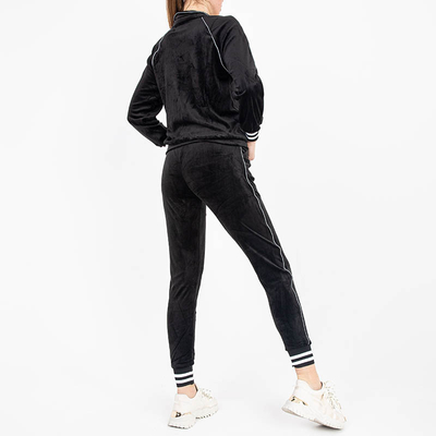 Velour black women's tracksuit set - Clothing