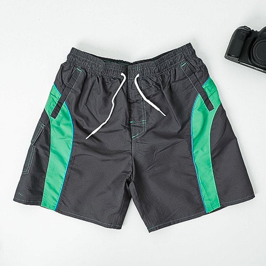 Men's black sports shorts with green inserts - Clothing