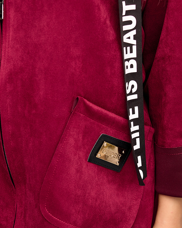 Sieviešu sarkanbrūna eko-zamšādas jaka - Apģērbs