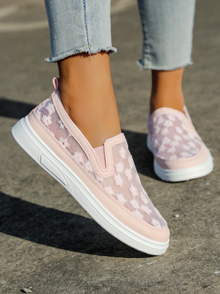 Royalfashion Women's mesh loafers with flowers Emzos