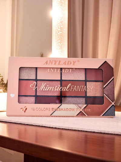 ANYLADY Palette of 12 eyeshadows with glitter and matte finishes Champagne Ruby Glamour