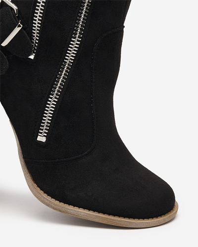 Women's boots on the post in black Ferrgo- Footwear