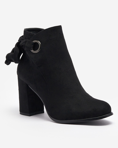 Женские сапоги из эко-замши с бантом черного цвета Agarol- Footwear