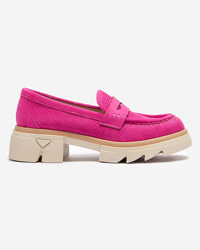 Fuchsia women's openwork moccasins on a solid sole Ejina - Footwear