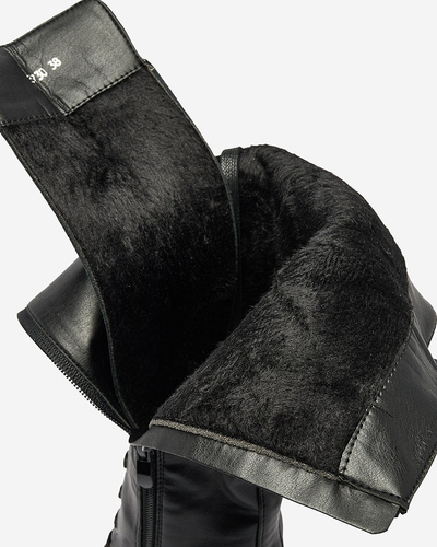 Royalfashion Женские сапоги на шнуровке до колена черного цвета Geiotta