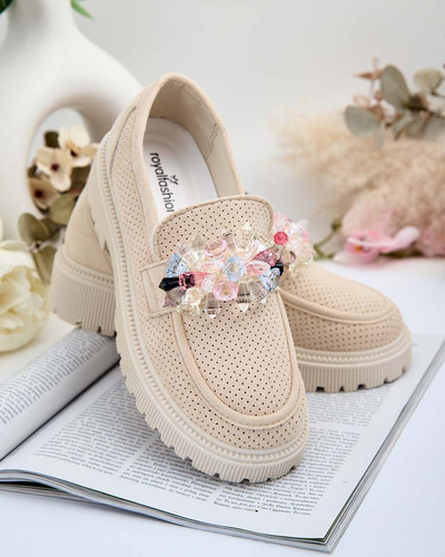 Royalfashion Sieviešu mokasīni ar krāsainām pērlītēm Karonia