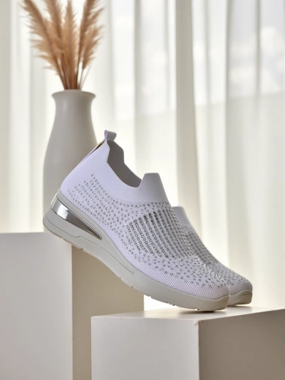 Royalfashion Slīdsošie sieviešu wedge sporta apavi ar rhinestones Qelavise