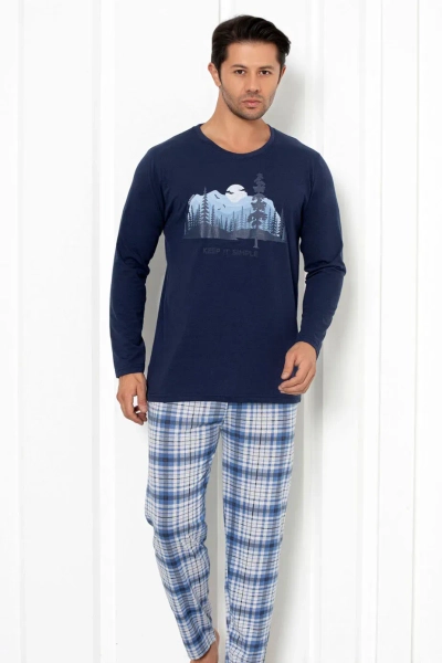 Royalfashion Men's plaid cotton pajamas