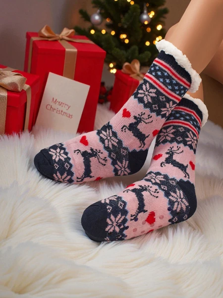CocoWarm Festive Fleece-Lined Women's Socks