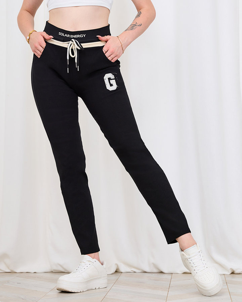 Royalfahion Женские черные брюки спортивного стиля с нашивкой PLUS SIZE