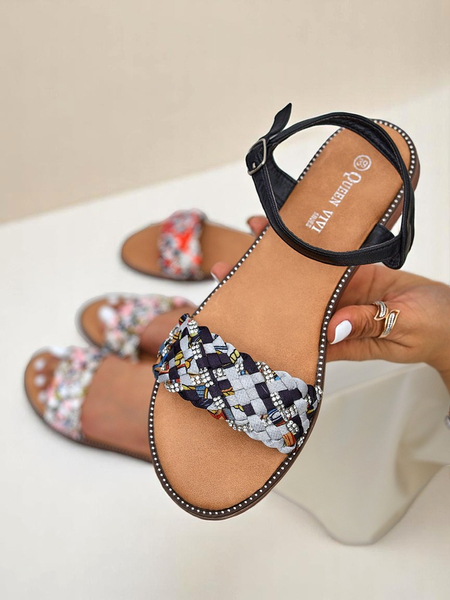 Royalfashion Sandale për femra me shollë të sheshtë ColorStrap