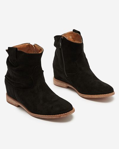 Black boots a'la cowboy boots on an indoor wedge Dimia - Footwear