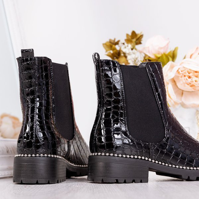 Lakierowane botki ze zwierzęcym tłoczeniem Panya - Obuwie