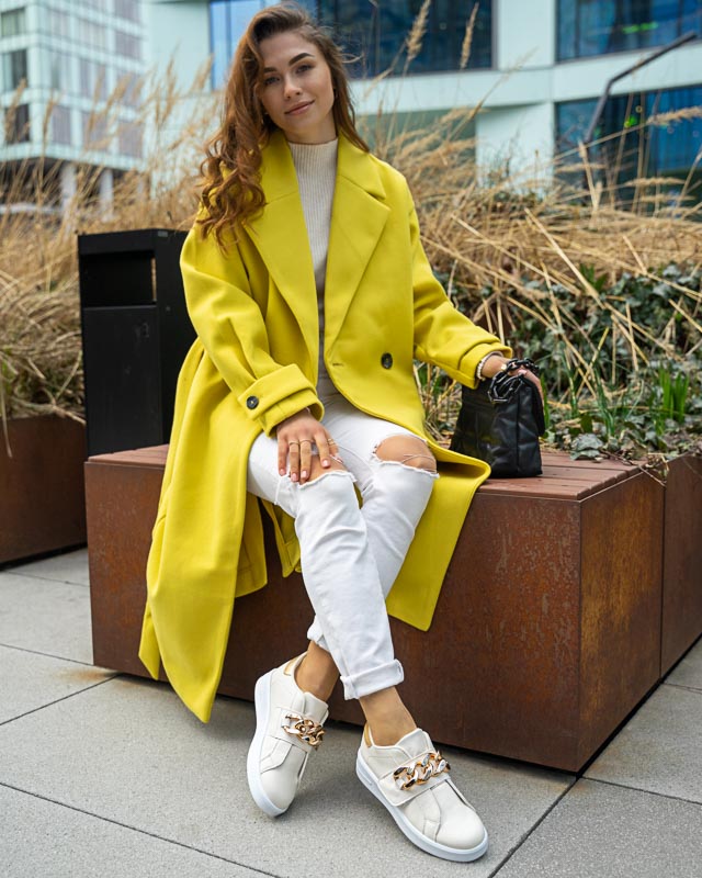 Krēmkrāsas sieviešu uzvelkami sporta apavi Derera - Apavi