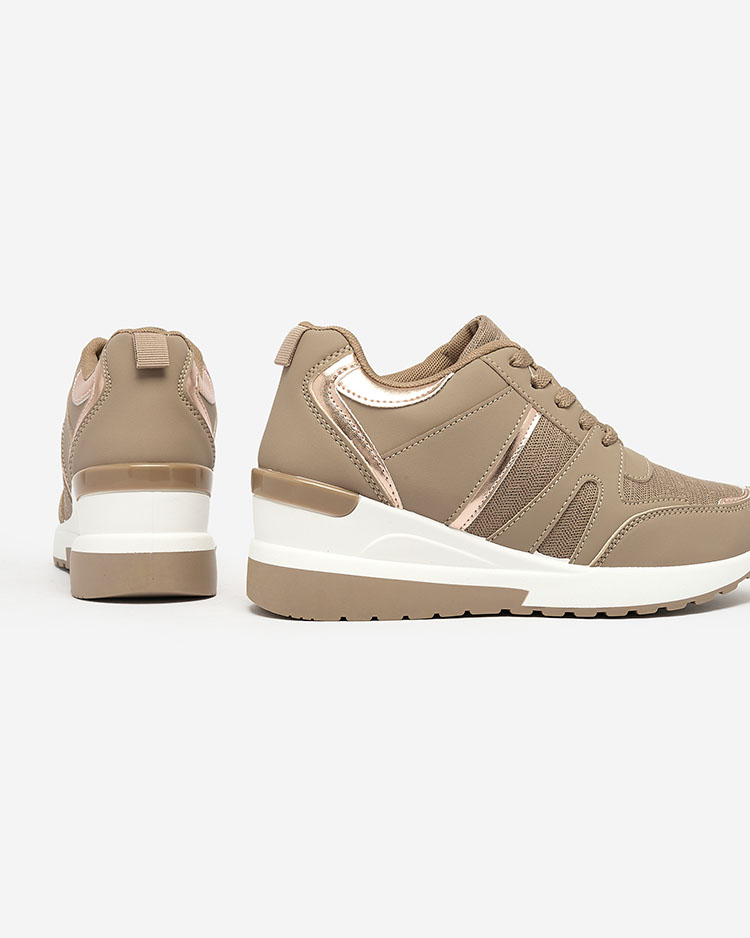 Royalfashion Beige and brown women's sports sneakers on platforms Lacyrllia