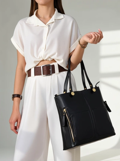 Royalfashion Elegant large women's handbag with pockets