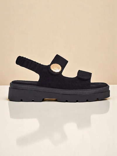 Женские сандалии Royalfashion Anthea Nero – черная замша, платформа 5 см