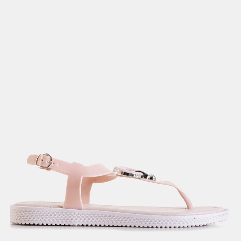 Beige women's sandals a'la flip-flops with Dosala decoration - Footwear