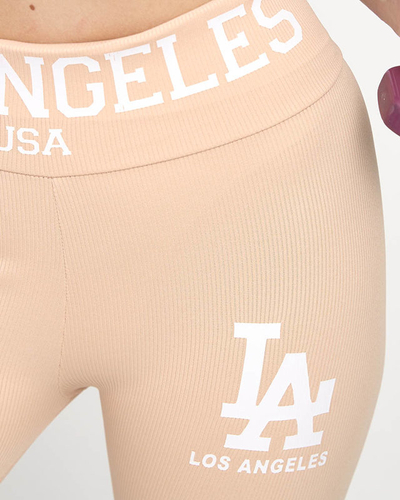 Women's powdery ribbed leggings with white signs - Clothing
