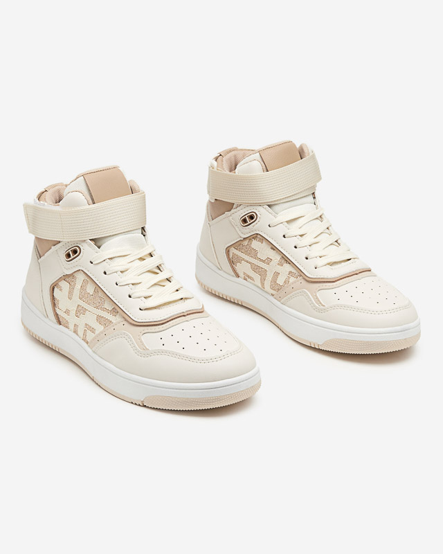 Ladies' beige high-top sports shoes Retila - Footwear