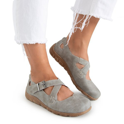 Light gray women's shoes fastened with Velcro Grazena - Footwear