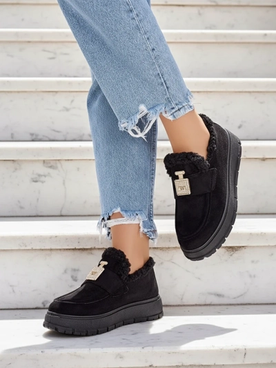 Black Kalliope platform shoes with fur