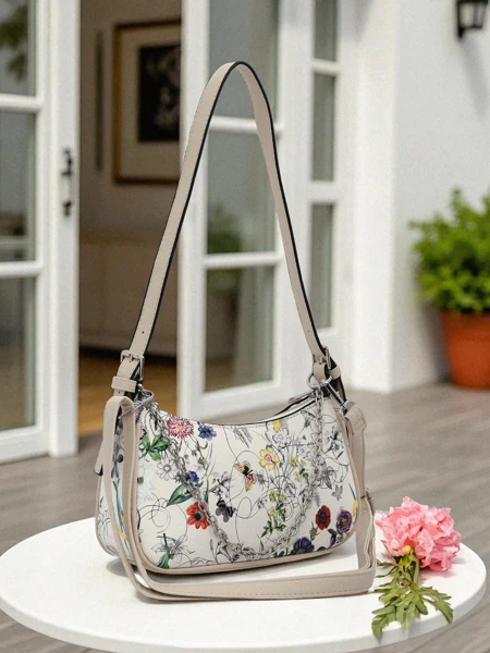 Royalfashion Small women's handbag made of eco-leather with floral pattern Lily Bloom