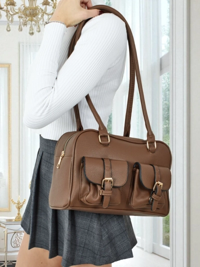 Dāmu shopper eko ādas rokassomiņa ar kabatām Aveline