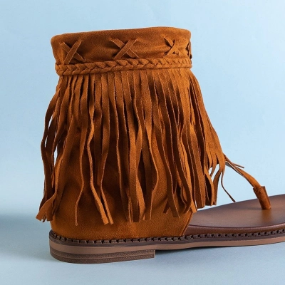 OUTLET Women's sandals a'la high-uppers in brown Izmina - Shoes