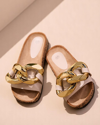 Sieviešu bēšas čības ar Sofig-Footwear apdari