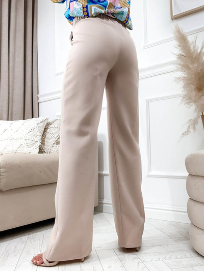 Beige women's wide-leg pants - Clothing