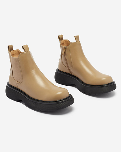 Light brown women's boots on a thicker sole Somico-Footwear