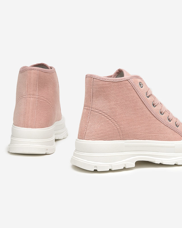 Pink women's high ribbed sneakers Somali - Footwear