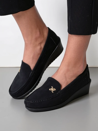 Royalfashion Women's moccasins on a low wedge Lomman