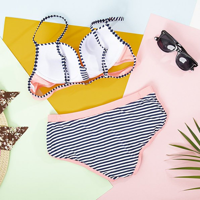 Pink Women's Striped Two-Piece Swimsuit - Underwear